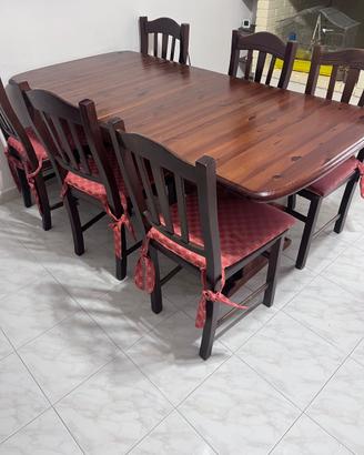 tavolo+6 sedie+piattaia  legno massello