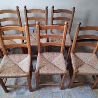 6 sedie in legno impagliate