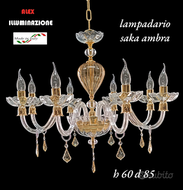 LAMPADARIO 8 LUCI SAKA AMBRA