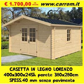 CASETTA IN LEGNO LORENZO 400x300x245h 40 mm spess.