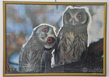 Quadro Puzzle 1000 pezzi "Gufi Vintage" con Cornic