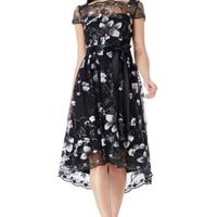 Vestito abito asimmetrico nero con ricami 40 a 48