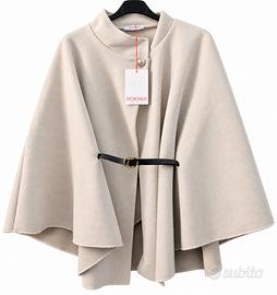 Poncho/Mantella donna panna elegante con strass 