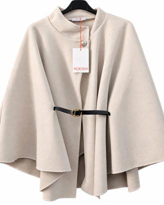 Poncho/Mantella donna panna elegante con strass 