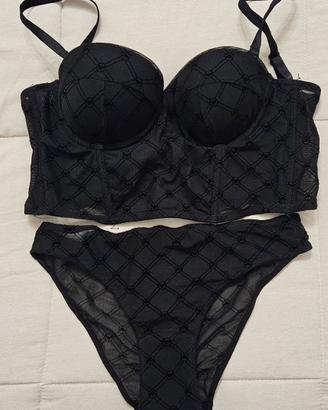 Completo Intimo Nero con Logo All-over -taglia S 
