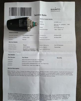 Suunto Tank wireless transmitter 
