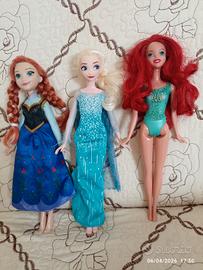  Bambole Principesse Disney Elsa, Anna e Ariel 