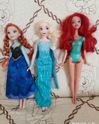  Bambole Principesse Disney Elsa, Anna e Ariel 