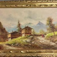 Quadro olio su tela firmato F. Mancini 80x140 cm