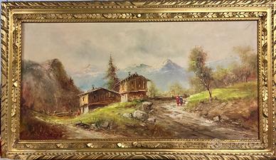 Quadro olio su tela firmato F. Mancini 80x140 cm
