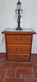 comodino (coppia) in vero legno noce massello