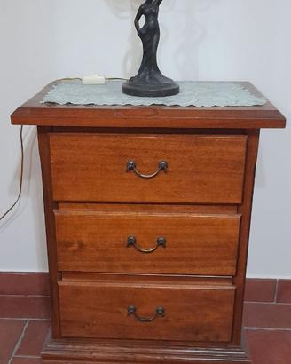 comodino (coppia) in vero legno noce massello
