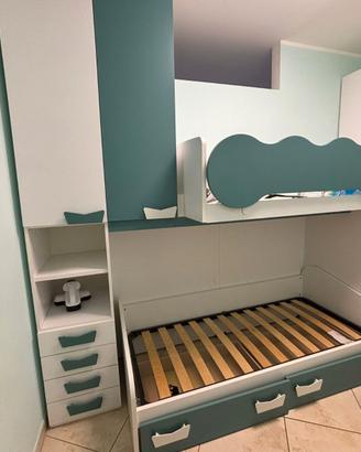 cameretta con letto a castello +armadiatura