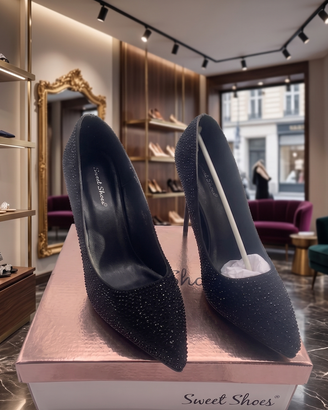 Décolleté Eleganti Nere Brillanti Tg. 40 nuove