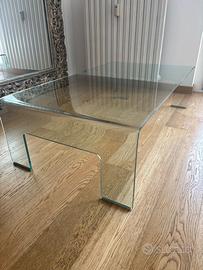 Tavolino in vetro trasparente curvato Calligaris