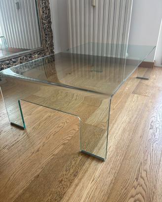 Tavolino in vetro trasparente curvato Calligaris