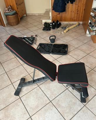 Kit palestra completo casa – panca, pesi, elastici