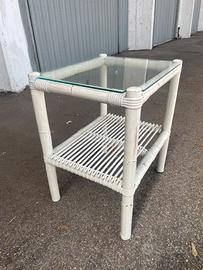 Coffee table in bamboo sbiancato