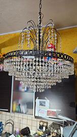 LAMPADARIO VINTAGE GOCCE CRISTALLO GRANDE NERO