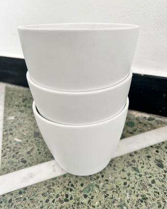 3 vasetti ceramica bianchi