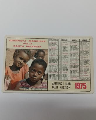 Calendario da portafoglio del 1975 