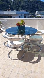 Tavolo cristallo e acciaio con 4 sedie
