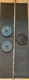 Attrezzi fitness: bilanciere 150 cm, dischi ghisa