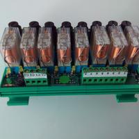 Banco 8 relais SCHRACK SPDT250V / 12A su barra DIN