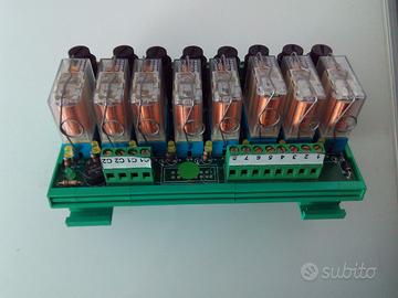 Banco 8 relais SCHRACK SPDT250V / 12A su barra DIN