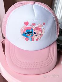 Cappello Stitch & Angel con mesh - Bianco e Rosa