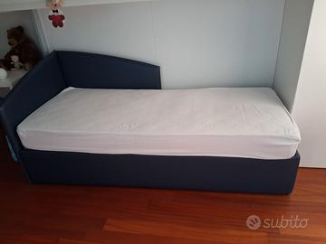 Letto singolo contenitore in semilpelle