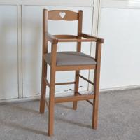 Seggiolone legno noce chiaro seduta pelle tortora