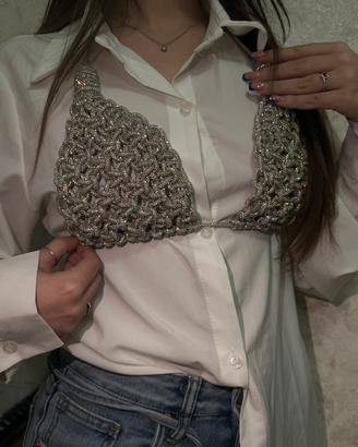 Crochet bag + bralette + cravatta