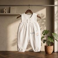 Pagliaccetto, neonato, cotone, ricami, bianco