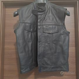 Gilet Giacca Smanicato Moto Uomo Pelle Biker Model
