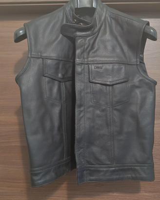 Gilet Giacca Smanicato Moto Uomo Pelle Biker Model