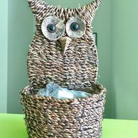 Coprivaso/porta-oggetti GUFO in fibra naturale