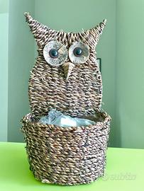 Coprivaso/porta-oggetti GUFO in fibra naturale