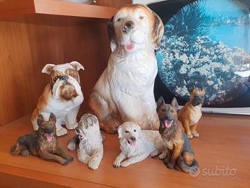 Cani d'epoca dipinti a mano - statue soprammobili