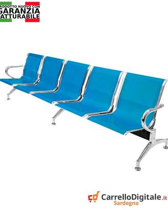 panca da attesa in acciaio colore blu 5 posti