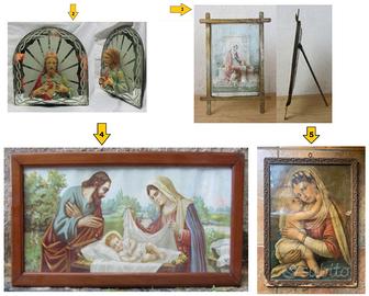 Quadro vintage Sacra Famiglia Cuore di Gesù Madonn