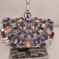 clutch da sera argentato con diamantini 