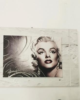 Quadro Marilyn Monroe in legno e foglia argento 50