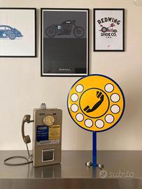Telefono Gettoni + Insegna smaltata telefono