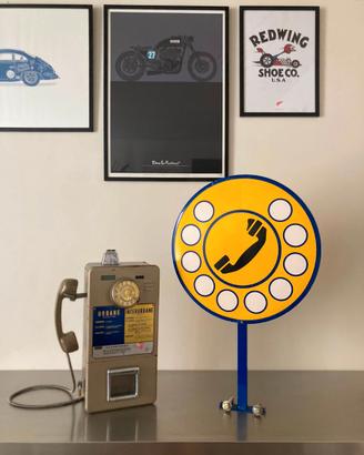 Telefono Gettoni + Insegna smaltata telefono