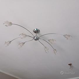 Lampadario con fiori in vetro di murano