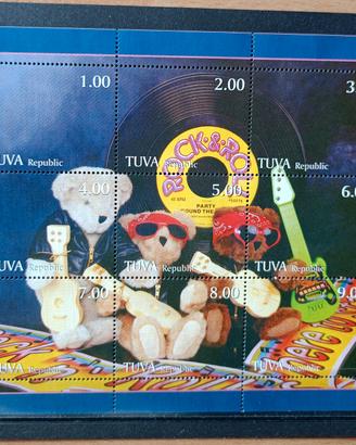 Francobolli Tuva foglietto Rock&Roll Orsetti mnh