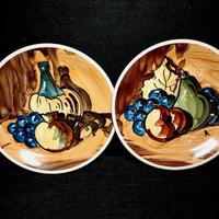 Piatti decorativi vintage '70 ceramica smaltata