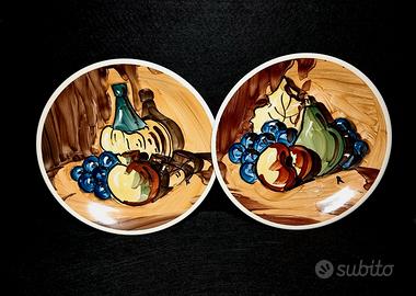 Piatti decorativi vintage '70 ceramica smaltata