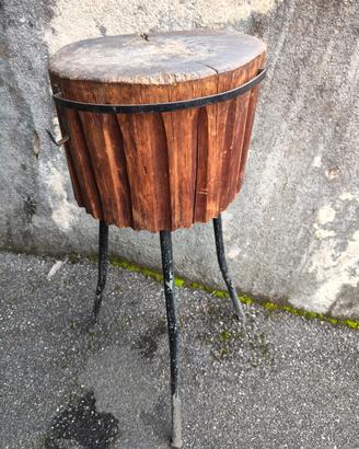 Ceppo tavolino legno grill barbecue portavasi